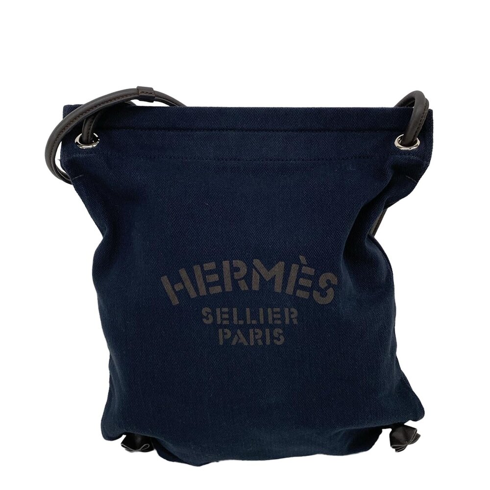Hermès Marine Shoulder Bag Blue Indigo Ebene Toile Chevron Veau Swift